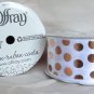 Offray Ribbon, Gold Dot on White 1 1/2 inch Grosgrain Polyester Ribbon, 2x9'