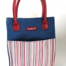Longaberger Homestead Denim Mini Red White Blue Striped Tote Bag Longaberger Homestead Denim Mini Red White Blue Striped Tote Bag