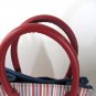 Longaberger Homestead Denim Mini Red White Blue Striped Tote Bag