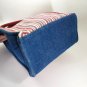 Longaberger Homestead Denim Mini Red White Blue Striped Tote Bag