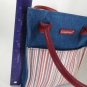 Longaberger Homestead Denim Mini Red White Blue Striped Tote Bag