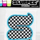 Slurpee Sticker Black & White Checker w/ Light Blue Edge