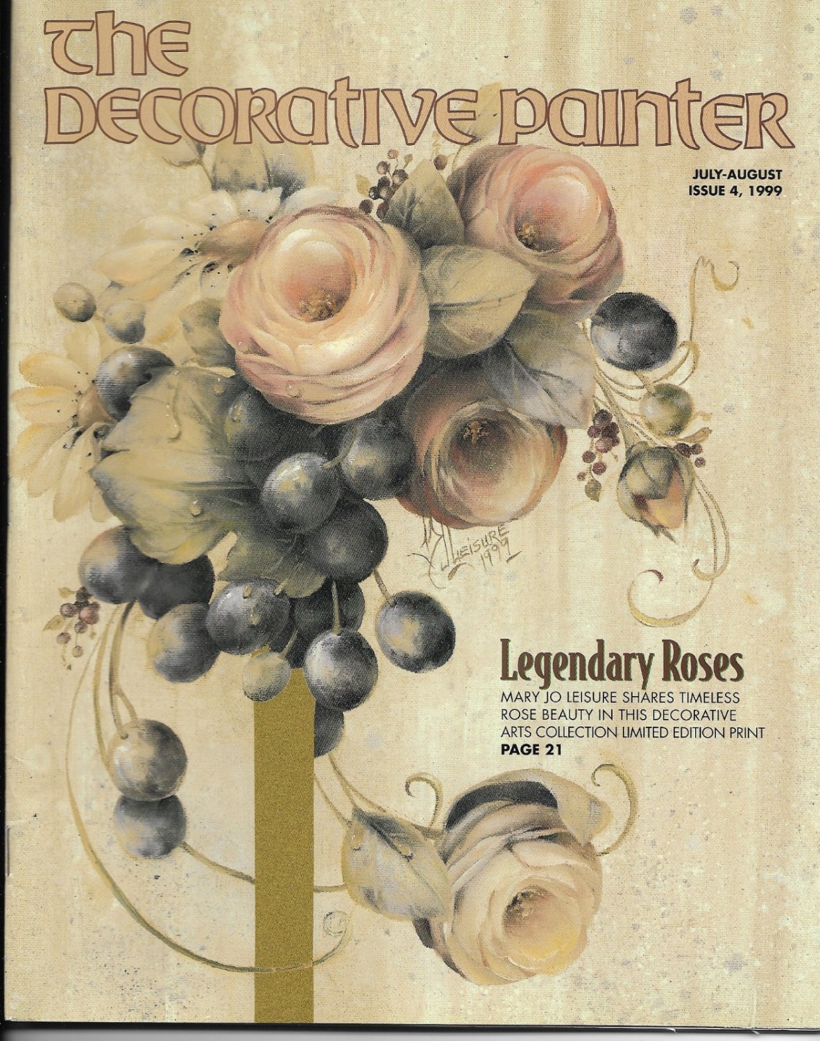 The Decorative Painter Magazine July-August 1999 Legendary Roses Cover