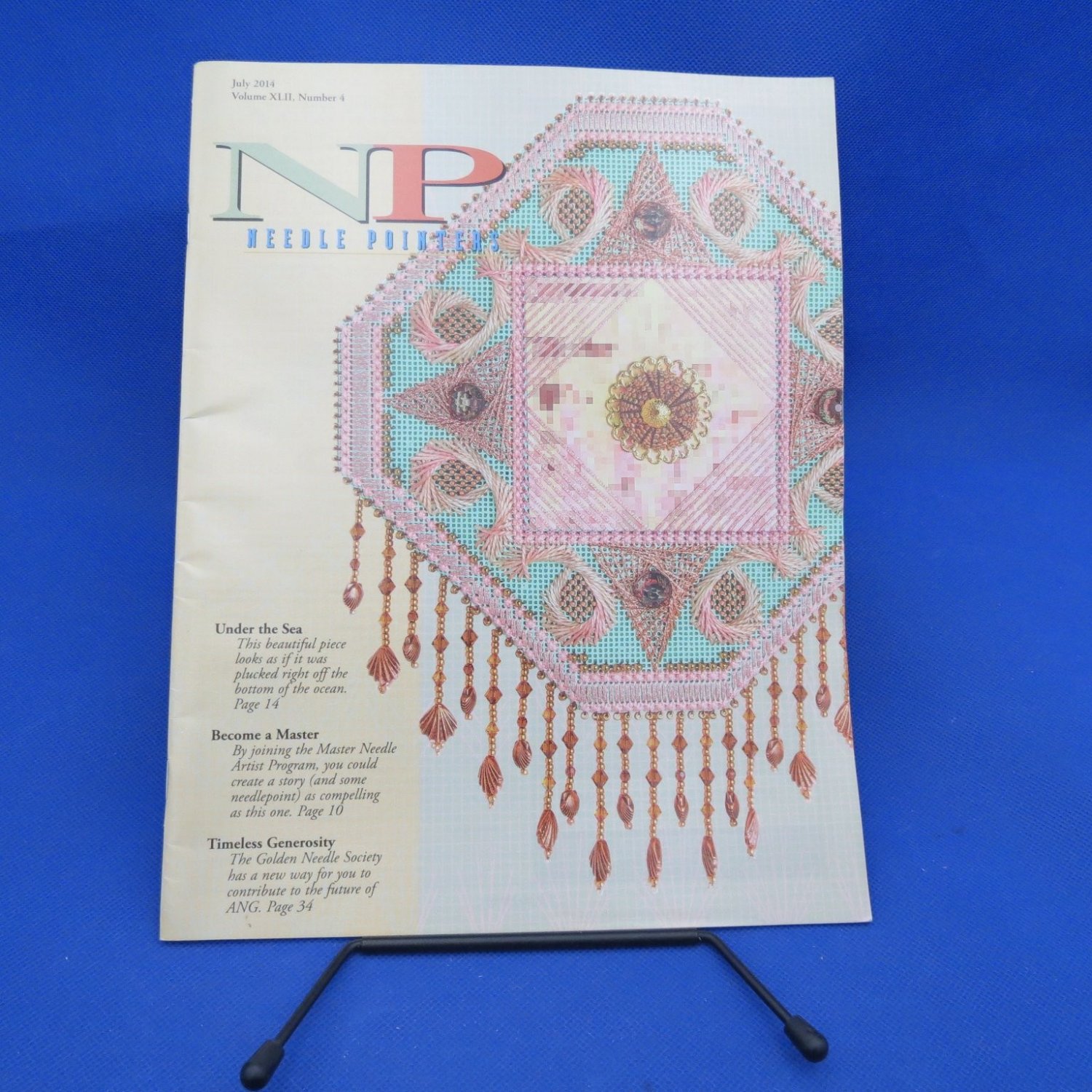 Needle Pointers Magazine July 2014 #3 Art Nouveau Seahorse Patterns ANG
