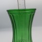 Hoosier Glass Vintage Green Vase Ribbed w/Diamond Cut Base