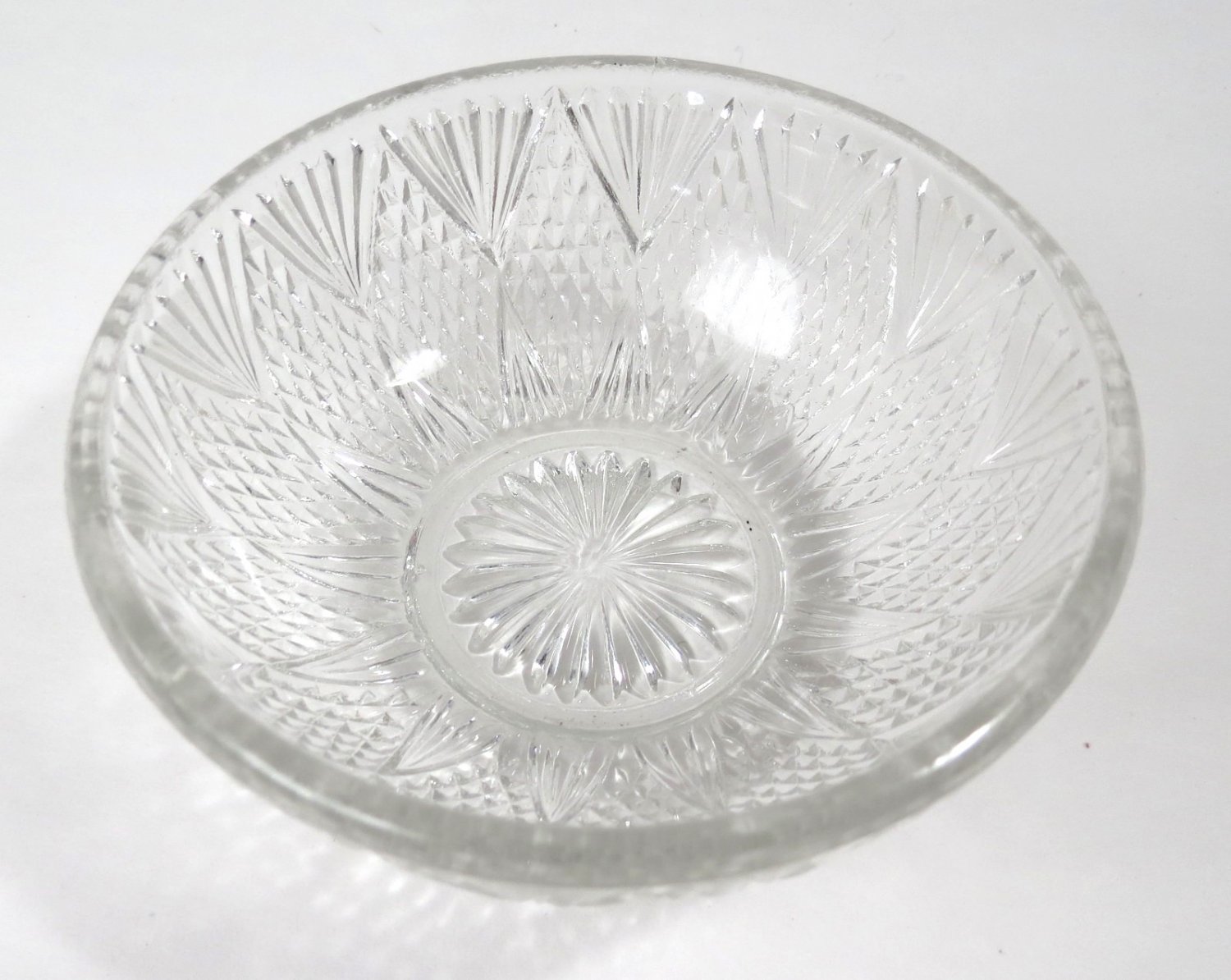 Unbranded Very Small Clear Glass Trinket Dish Pinwheel Pattern
