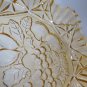 Federal Glass MCM Yellow Table Serving Dish Fruit Design w/ Ornate Ruffled Edge