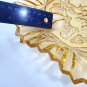 Federal Glass MCM Yellow Table Serving Dish Fruit Design w/ Ornate Ruffled Edge