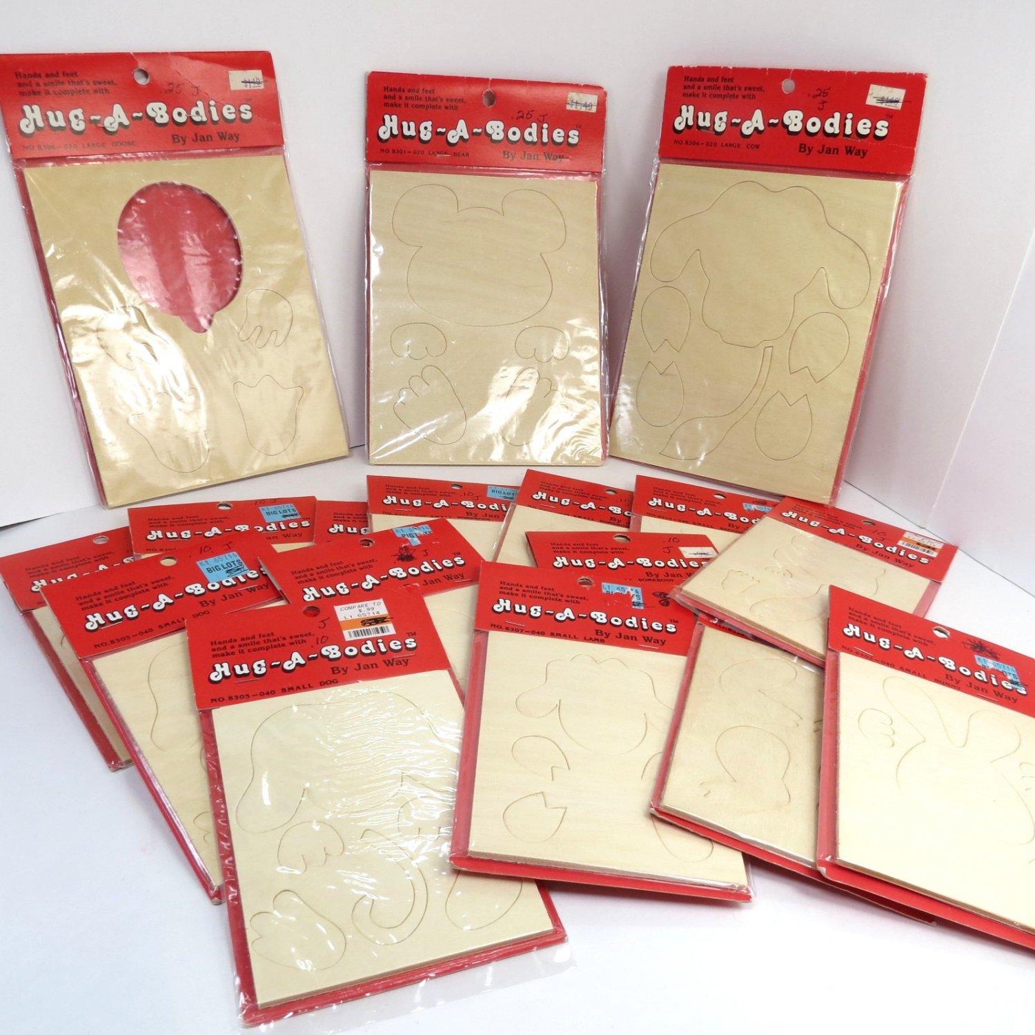 Jan-Way Hug-a-Bodies Wood Patterns Cut out Crafts Lot of 17 w/ Multiples NOS
