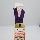 J. P Coats Vintage #98 Purple  20" Neck Opening Metal Zipper