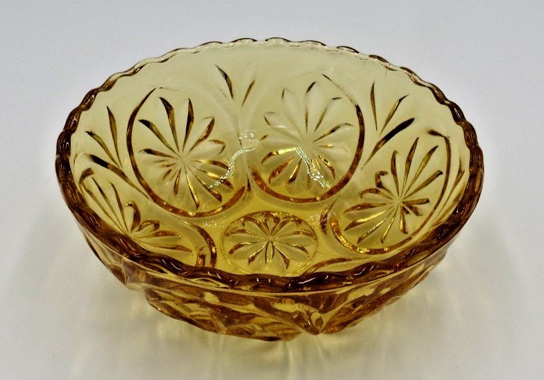 Anchor Hocking Vintage Amber Fruit & Nut or Trinket Dish Pinwheel Design