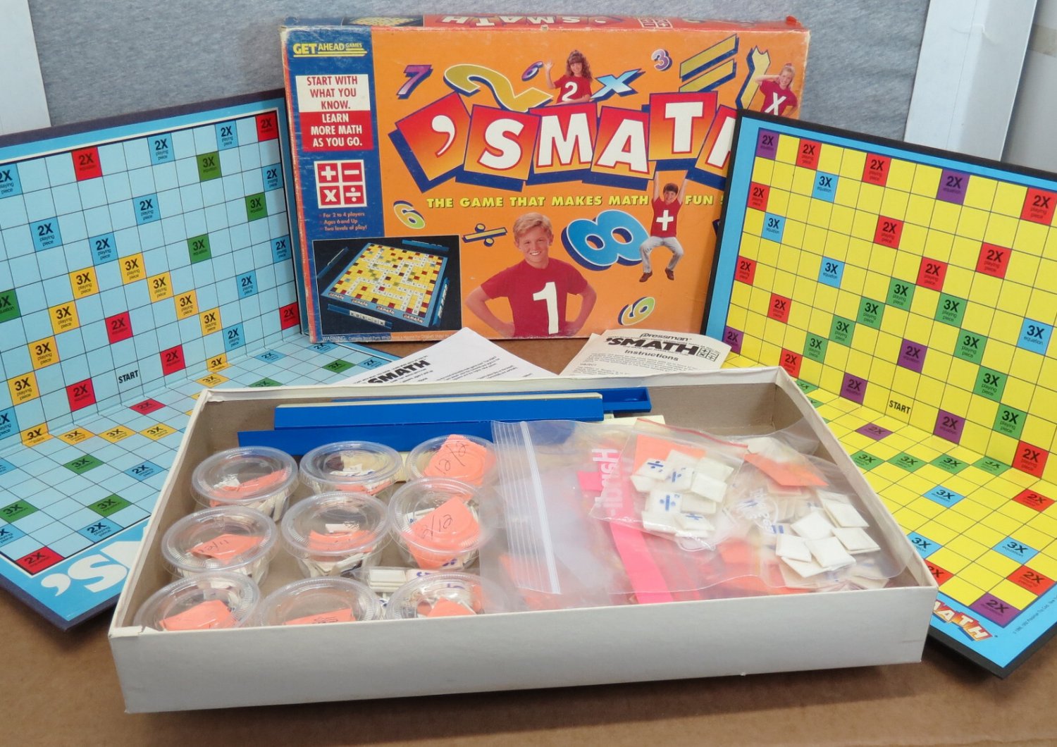 Pressman 'Smath Board Game Teacher's Lot 2 Game Boards & Pieces 1 Box 99% Compl.