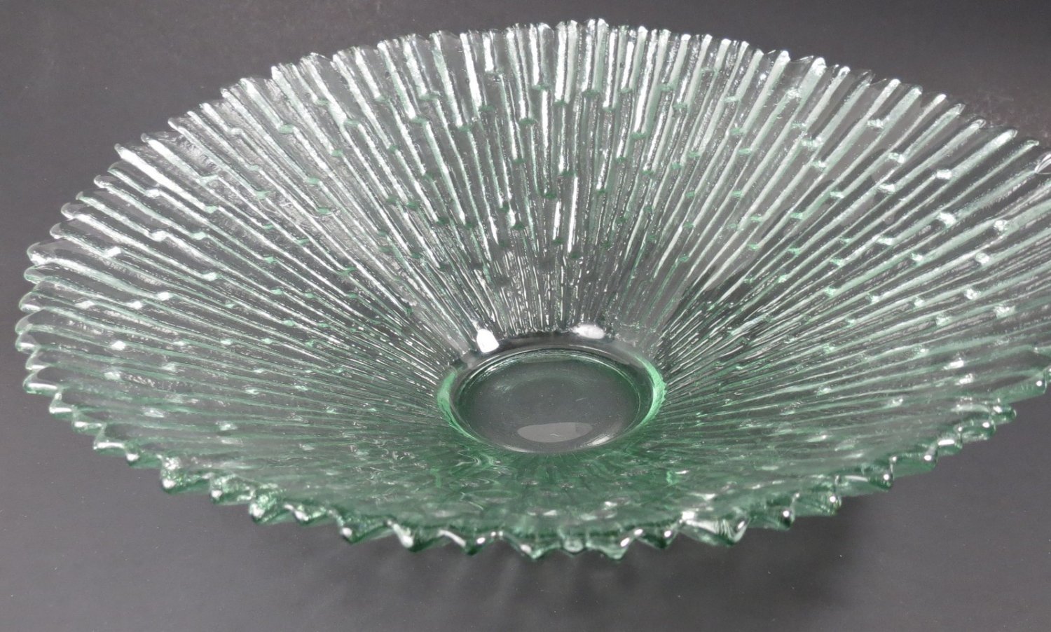 Pavel Panek, Libochovice, Serving Bowl Light Green Ribbed Starburst