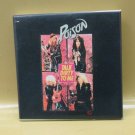 Poison 80s Hair Band Photo Pinback Square  1 1/2" Talk Dirty To Me
