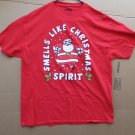 Mad Engine Christmas T-Shirt "Smells Like Christmas Spirit" XLG Red W/Santa