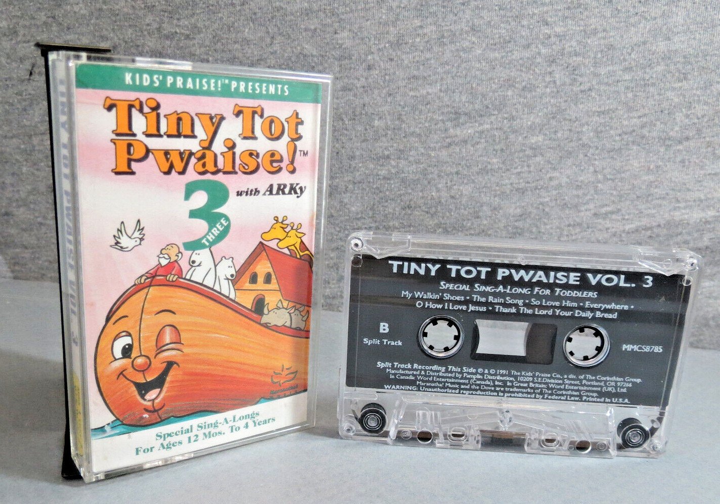 Tiny Tot Pwaise Volume 3 Cassette w Arky Special Sing-A-Longs 12 mos-4 Years