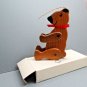 Current Jointed Wooden Teddy Bear Christmas Ornament Bear with Red Ribbon 7698