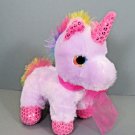 Unbranded Lavender Unicorn Plush Stuffed Animal w/ Hot Pink Horn & Rainbow Mane