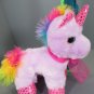 Unbranded Lavender Unicorn Plush Stuffed Animal w/ Hot Pink Horn & Rainbow Mane