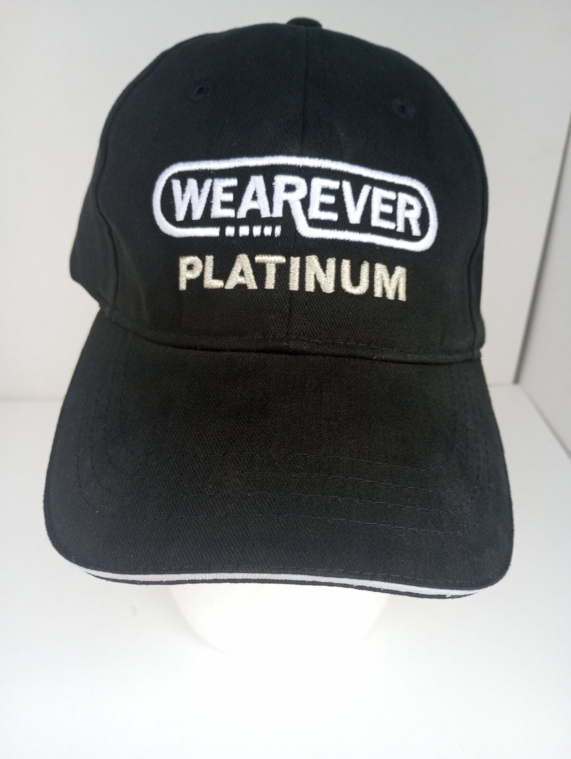 Black and White Advance Auto Cap Wearever Platinum Strao Back Hat