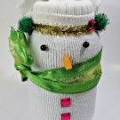 Handmade Snowman Sock over Jar Lighted