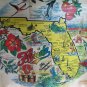 Florida Souvenir Bamboo Bowl Basket State Shape design with Florals and Cities