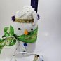 Handmade Snowman Sock over Jar Lighted w/ Green Ribbon Scarf Christmas Decor