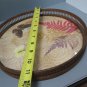 Unbranded MCM 11" Bamboo Round Butterflies Ferns Under Glass Drink Serving Tray