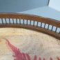 Unbranded MCM 11" Bamboo Round Butterflies Ferns Under Glass Drink Serving Tray