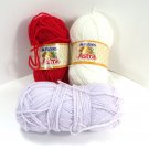 Patons Asta Acrylic Yarn Lot of 3 Skeins  Blue / Red / Lavender