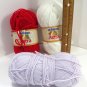 Patons Asta Acrylic Yarn Lot of 3 Skeins Blue / Red / Lavender