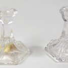 Biedermann Miniature 2 1 1/4" Clear Glass Candlesticks Shadowbox Decor VTG MCM