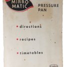 VTG Mirro-Matic Pressure Pan Economy Model Instructions & Recipes 1961