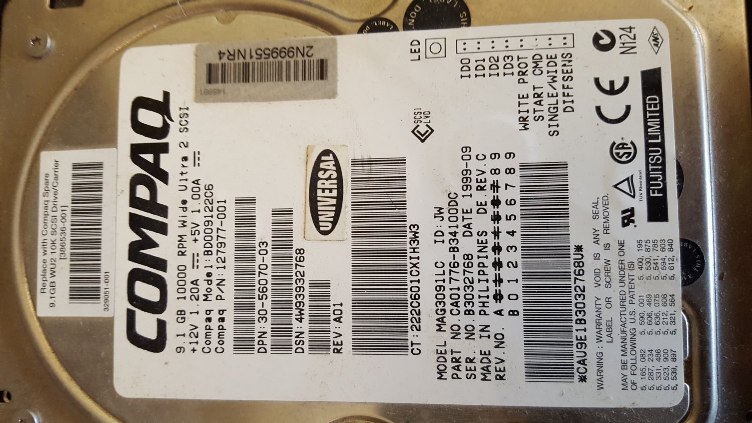 73GB Fujitsu scsi hard drive