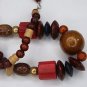 UNIQUE HANDCRAFTED  ARTISAN GEOMETRIC DESIGNS WOOD BEADS  NECKLACE 11" NEPAL