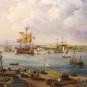 Fine View of 1798 The Gunwharf Portsmouth Dockyard Ships Landscape Oil Painting by E G Burrows