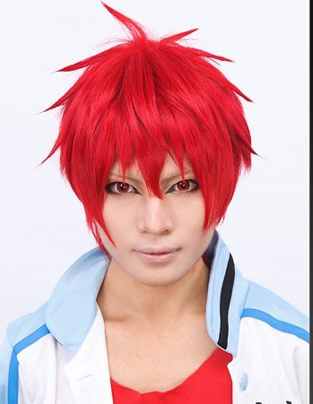 30cm short red Anime cosplay hair wig ZY19