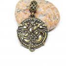 Celtic wolf pendant, Brass necklace, Nordic jewelry, Handmade viking pendant