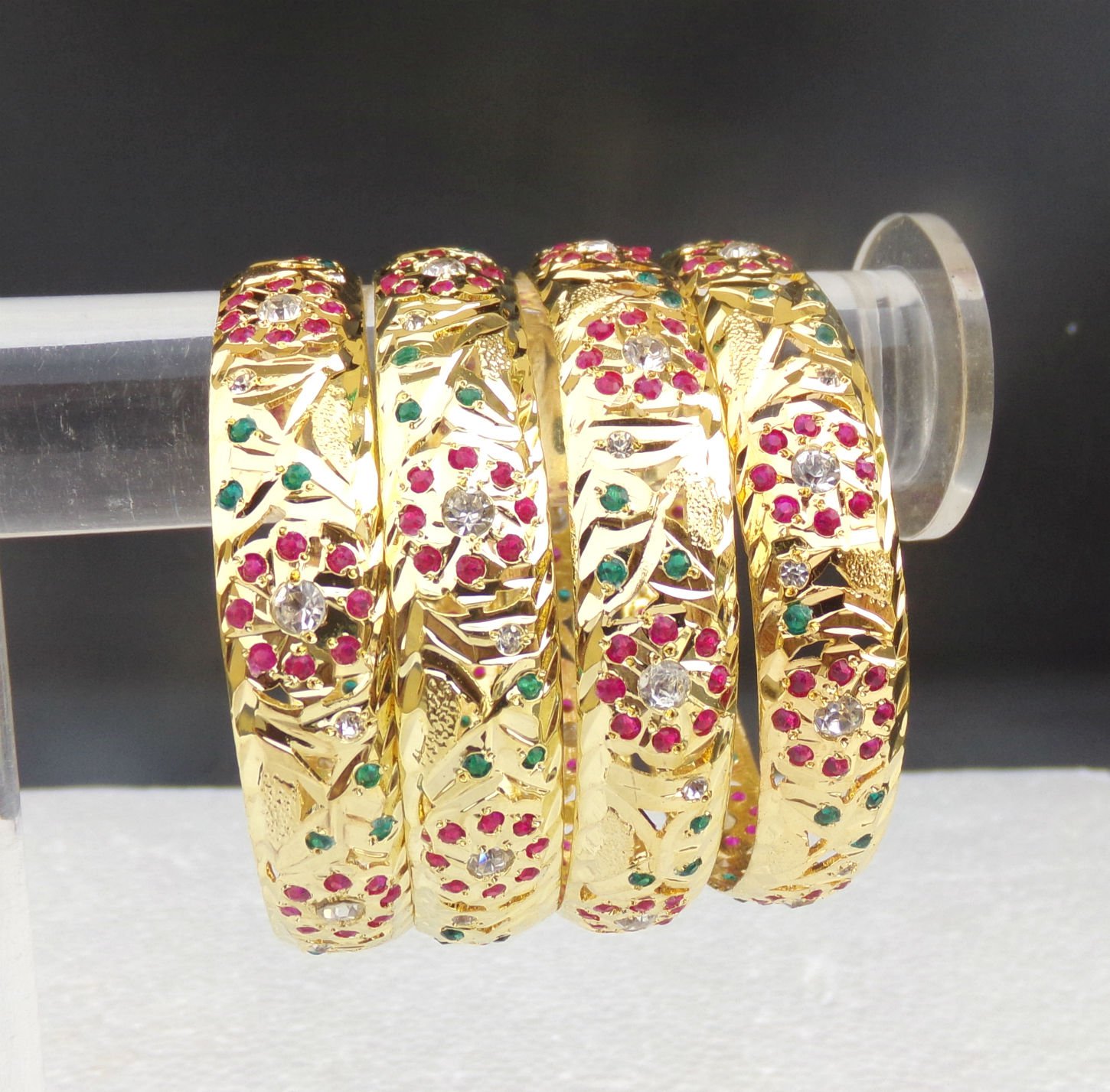 Ethnic South Indian Dulhan 4pcs Bracelets Gold Plated Bridal Bangles