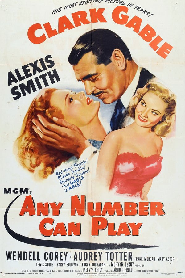 Any Number Can Play (1949) - Clark Gable  Colorized Version DVD