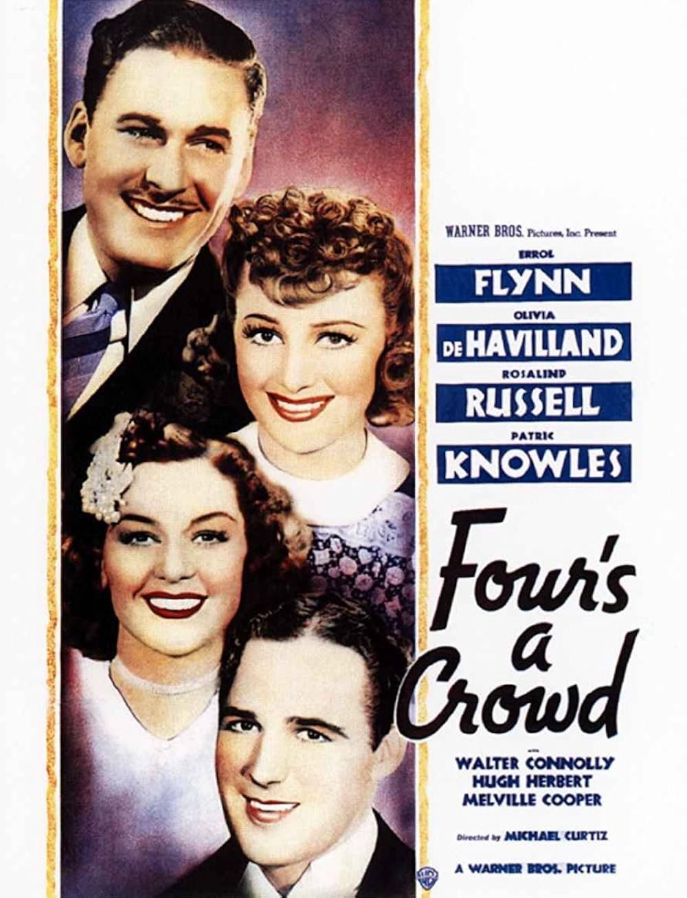 Four's A Crowd (1938) - Errol Flynn  Colorized Version  DVD