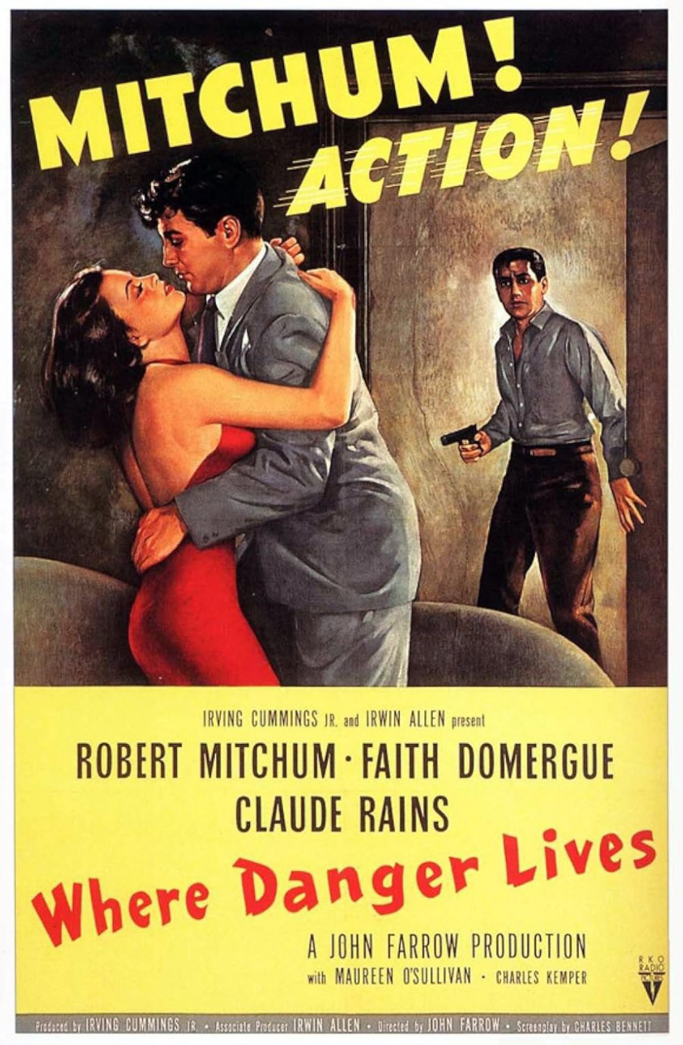 Where Danger Lives (1950) - Robert Mitchum  Colorized Version  DVD