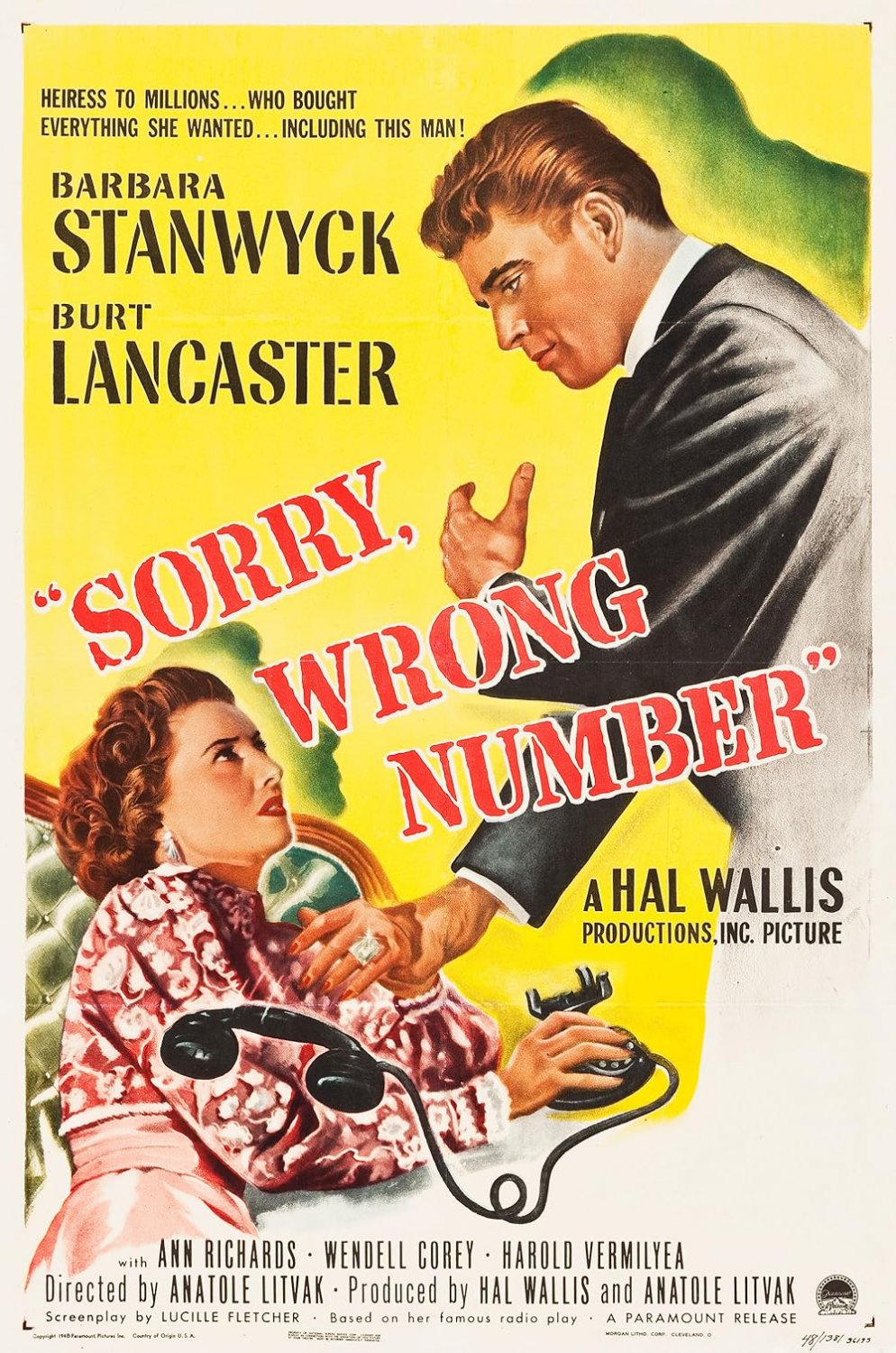 Sorry, Wrong Number (1948) - Burt Lancaster  Colorized Version  DVD