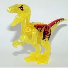 Yellow Velociraptor Clear Jurassic World Dinosaur Minifigure Custom