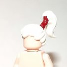 White Tall Pony Tail Hair Minifigure Custom
