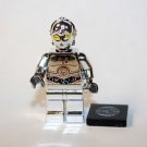 U-3PO Droid Silver chrome Star Wars C3PO Minifigure Custom