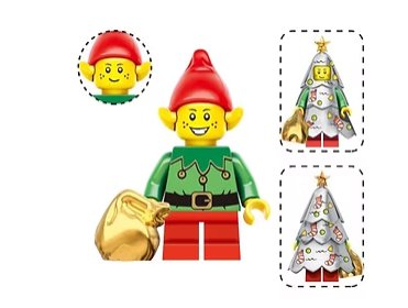 Santa Elf with Silver Christmas Tree Minifigure Custom