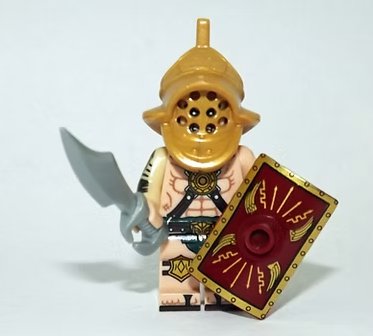 Roman Gladiator Red Shield Soldier Minifigure Custom