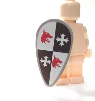 Red Wolf and Cross Knight Shield for Minifigure Custom