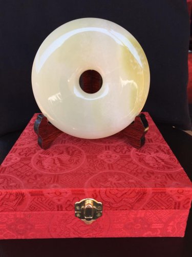 Hand-Carved Circle Lucky Jade 13cm